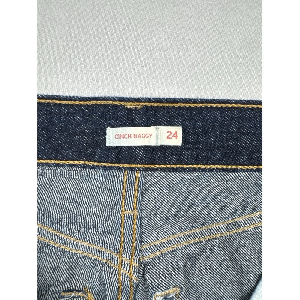 Levi's Cinch Baggy Wide Leg Jeans Dark Wash Denim 24x31 Relaxed High Rise - Picture 13 of 15